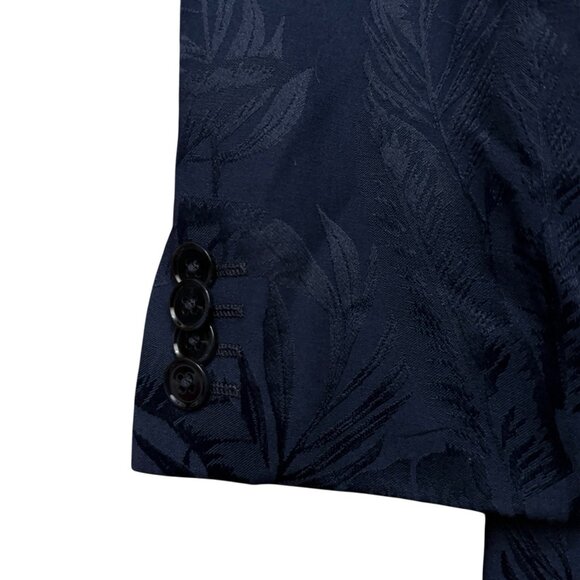 Express Blazer Jacket Mens Size 36R Sports Coat Slim Fit Floral Print Blue - Picture 4 of 6